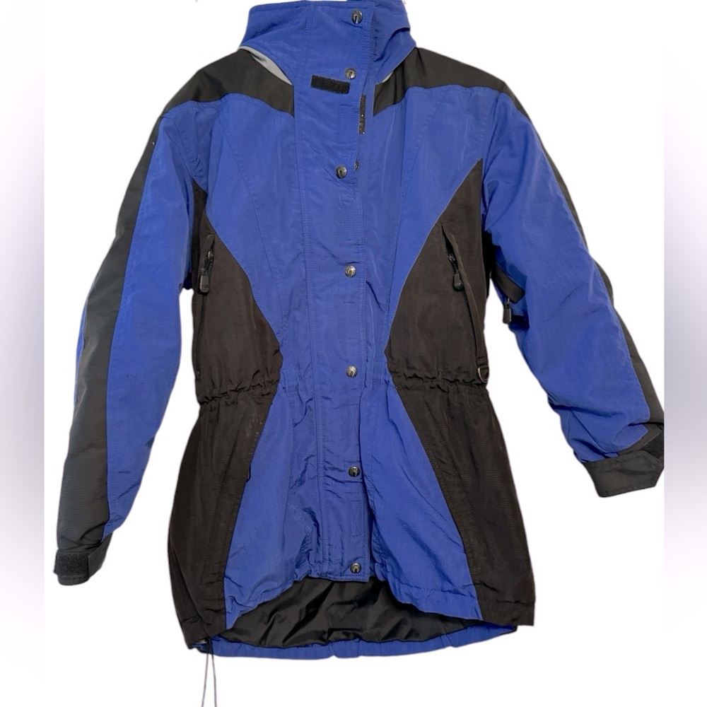 Vintage north face 90s Women’s size 8 ski jacket blue/black  powder skirt hood